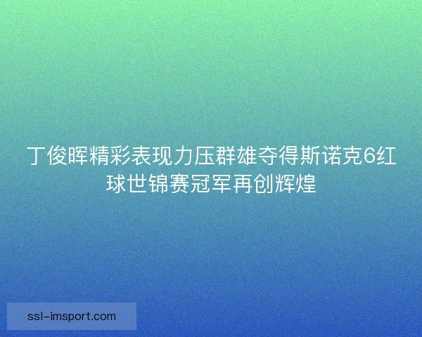 丁俊晖精彩表现力压群雄夺得斯诺克6红球世锦赛冠军再创辉煌